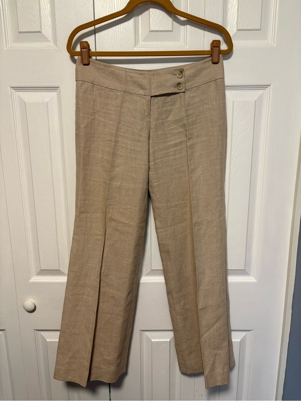 Michael Kors Wide-Leg 100% Linen Pants in Taupe - runs big